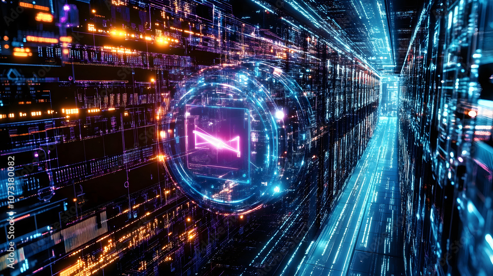 Poster online data protection with tacit encryption software concept. smart digital transformation and tech