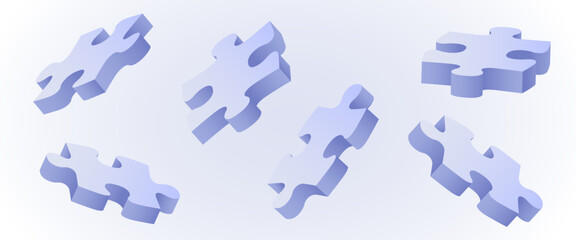 Naklejka premium 3D Jigsaw puzzle. Different angles set.