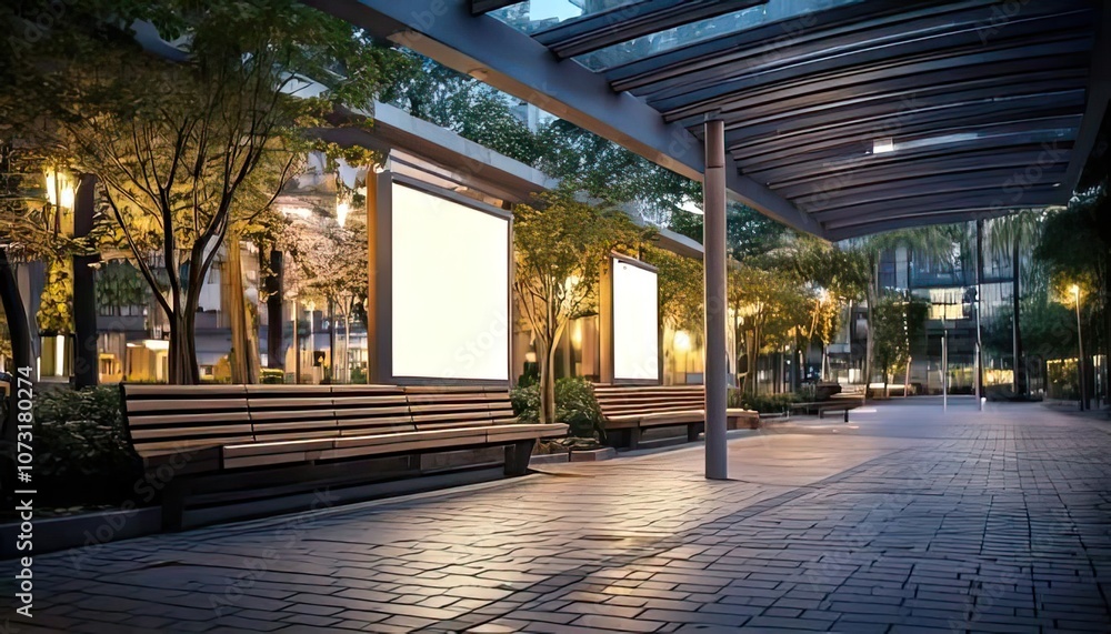 Aufkleber three vacant spots in a bus terminal are depicted in this mockup. it is authentically represented in