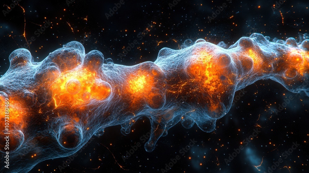 Wall mural cosmic nebula in deep space with glowing stars and mystical clouds. generative ai