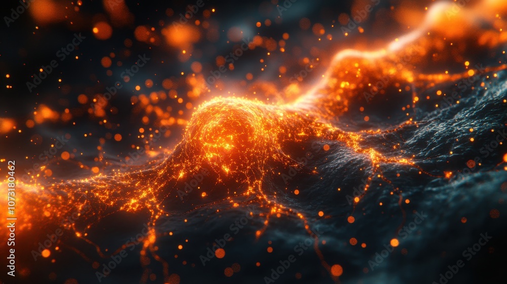 Wall mural fractal nebula and cosmic explosion in space. generative ai