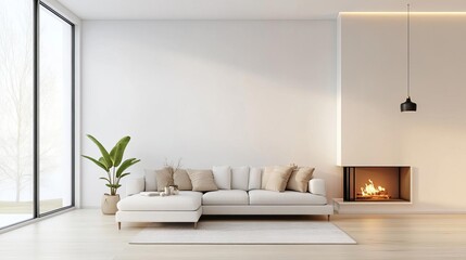 Modern living room, soft warm lights, detailed textures, 3D render