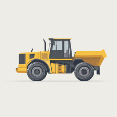 Yellow Dump Truck Side View Illustration