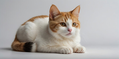 Obraz premium A Cute Adorable Cat purebred on the white background, cute cat, Cute and unique cats, created with generative AI
