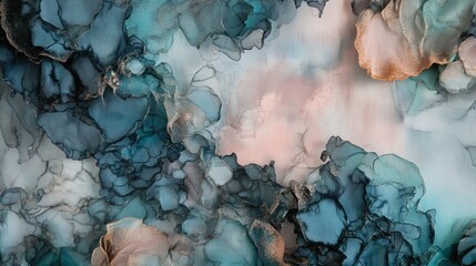 Abstract watercolor-inspired fabric with blended shades of blue and pink, creating a soft, artistic look