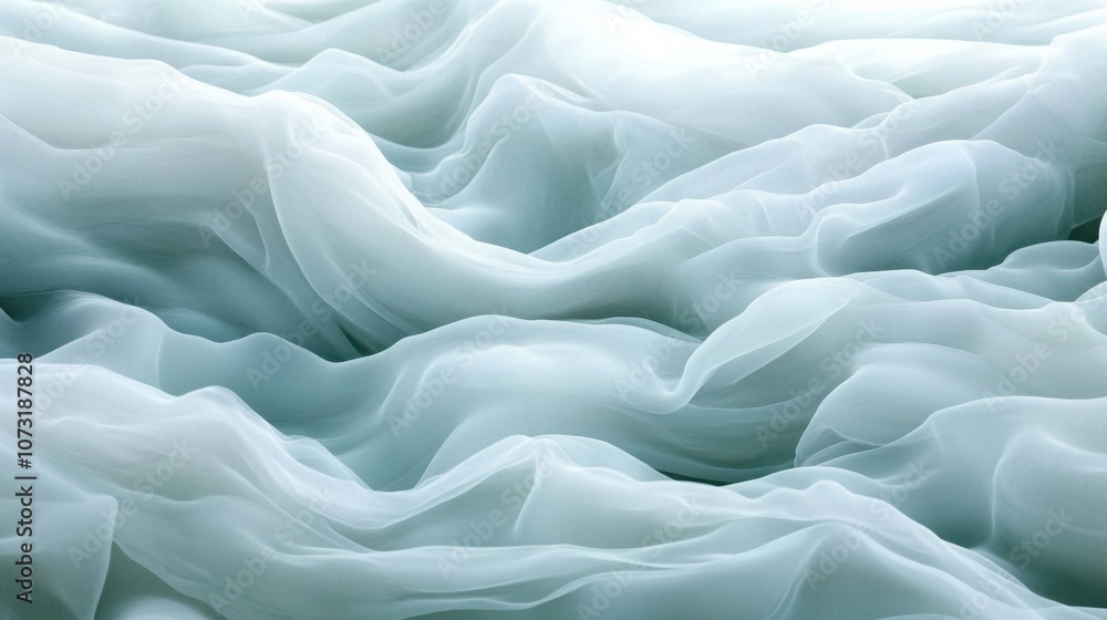 Poster abstract white background with wave-like textures and gentle gradients, creating a serene atmosphere