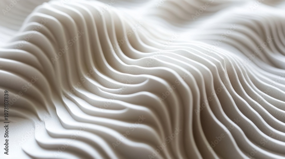 Poster abstract white background with wave-like textures and gentle gradients, creating a serene atmosphere