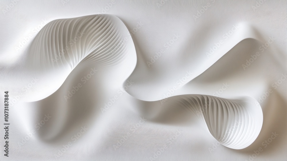 Poster abstract white background with wave-like textures and gentle gradients, creating a serene atmosphere