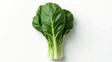 Fresh green Spinach leaves on white background, showcasing crisp texture and vibrant color