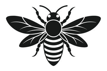 Bee silhouette black vector flat icon illustration