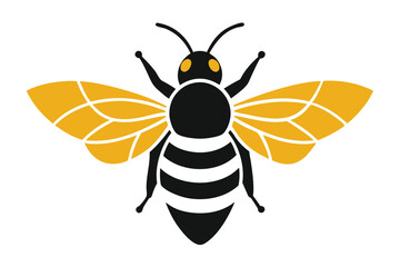 Bee silhouette black vector flat icon illustration