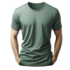 Plain Green t shirt mockup Blank male t shirt front view isolated on transparent background