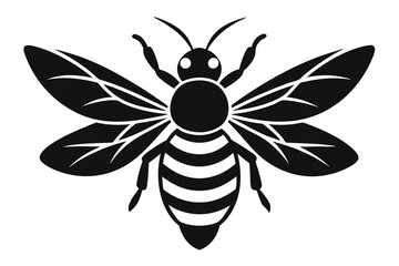bee silhouette vector white background