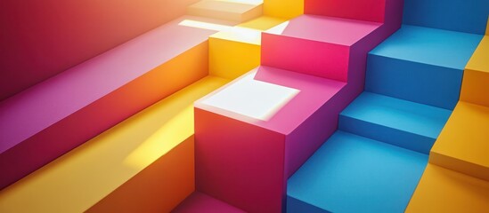 Naklejka premium Colorful abstract steps leading up with light.