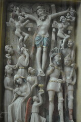 Mont Saint Michel, Normandia, Francia, particolari bassorilievi