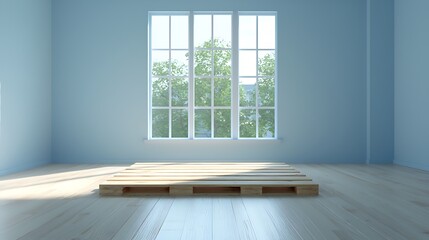 Fototapeta premium Create a minimalist space with natural light and an elegant wooden pallet design