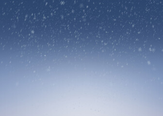 Snowflake falling with blue and white gradient background. Blurry snowfall illustration
