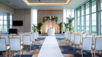 Fototapeta premium Create an elegant wedding ceremony setup with beautiful floral decor and inviting atmosphere