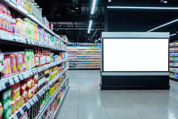 Blank advertising mockup for advertisement at the supermarket