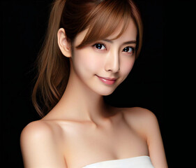 Fototapeta premium 白いチューブトップの美女