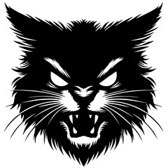 Angry cat face silhouette