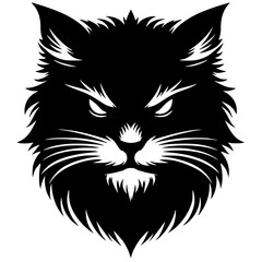 Angry cat face silhouette