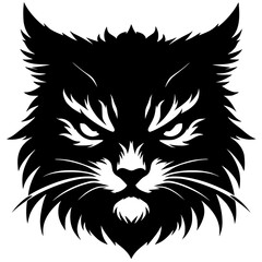 Angry cat face silhouette