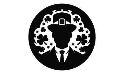 St Patrick Black and white Leprechaun Skull