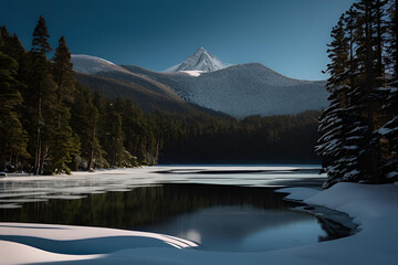 Frozen Lake in Winter 