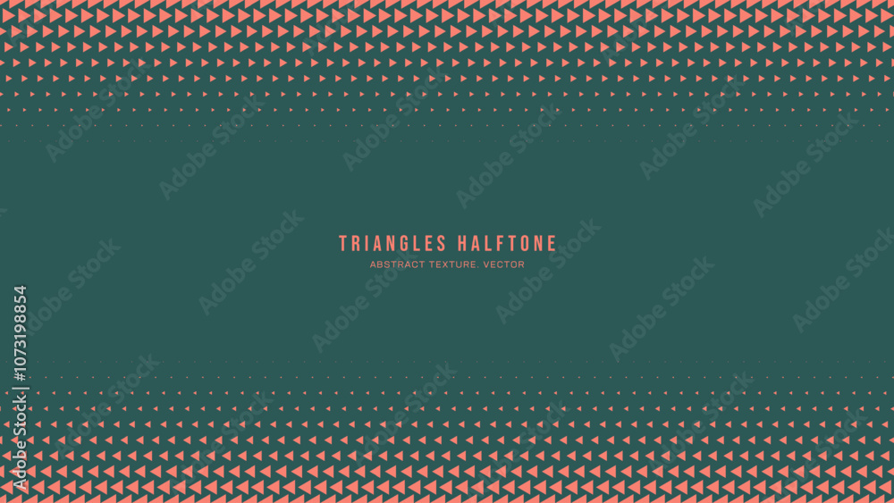 Poster triangles halftone pattern horizontal border vector orange green abstract background. ultra modern m