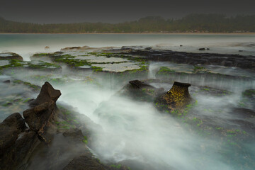Landscape and seascape around Sawarna Beach