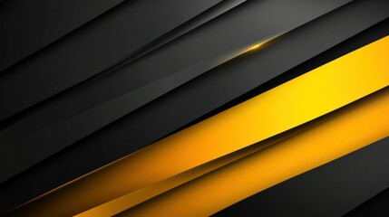 Fototapeta premium Horizontal yellow flare slicing across a sleek black background, creating a vibrant and sophisticated contrast with a modern touch