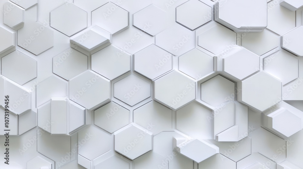 Poster Abstract white hexagonal pattern creating a modern and sleek design element.