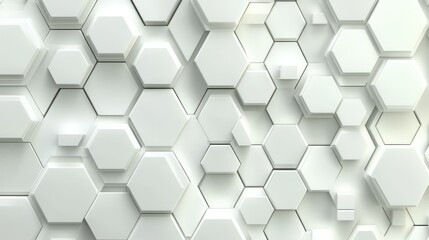 Fototapeta premium Abstract hexagonal pattern in white tones, creating a modern and sleek design.