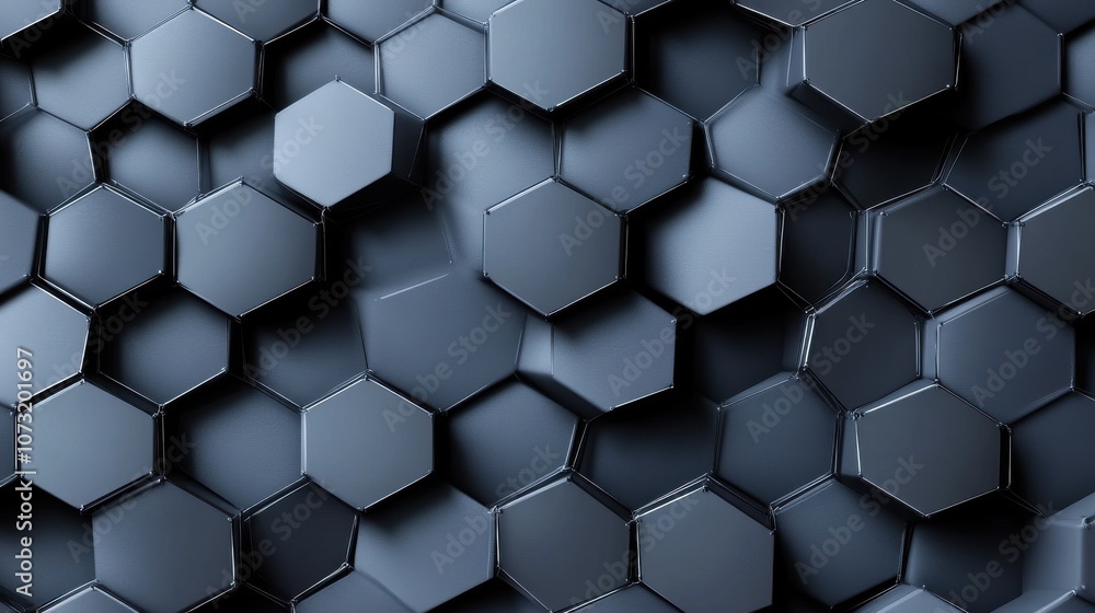 Poster abstract textured background featuring interconnected black hexagonal shapes, creating a modern and 