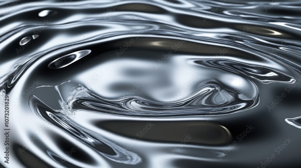 Poster close-up of shimmering liquid surface with ripples and reflections, creating an abstract and mesmeri
