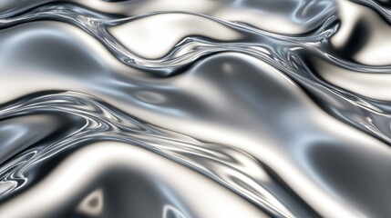 A mesmerizing close-up of shimmering silver waves, showcasing fluid motion and reflective surfaces.