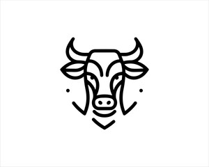 Cow head logo vector. Animal farm. Cow icon vector illustration.