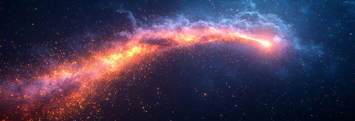 Fototapeta premium Abstract shooting star on a clean night-sky background, with a subtle trail of sparks.