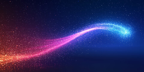 Abstract shooting star on a clean night-sky background, with a subtle trail of sparks.