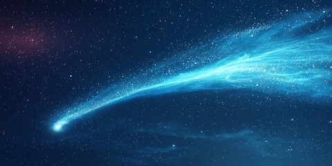 Fototapeta premium Abstract shooting star on a clean night-sky background, with a subtle trail of sparks.