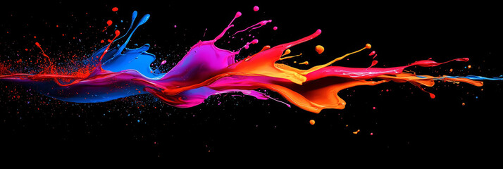 Bold splashes of neon paint spiraling outward