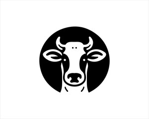 Cow head logo vector. Animal farm. Cow icon vector illustration.