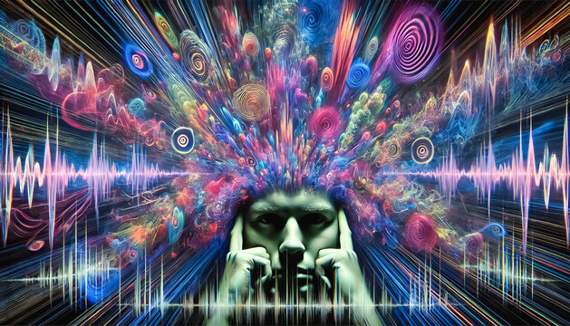 Surreal Representation of Auditory Hallucinations with Chaotic Sound Waves and Abstract Frequencies &ndash; Conceptual Visualization of Mind and Sound