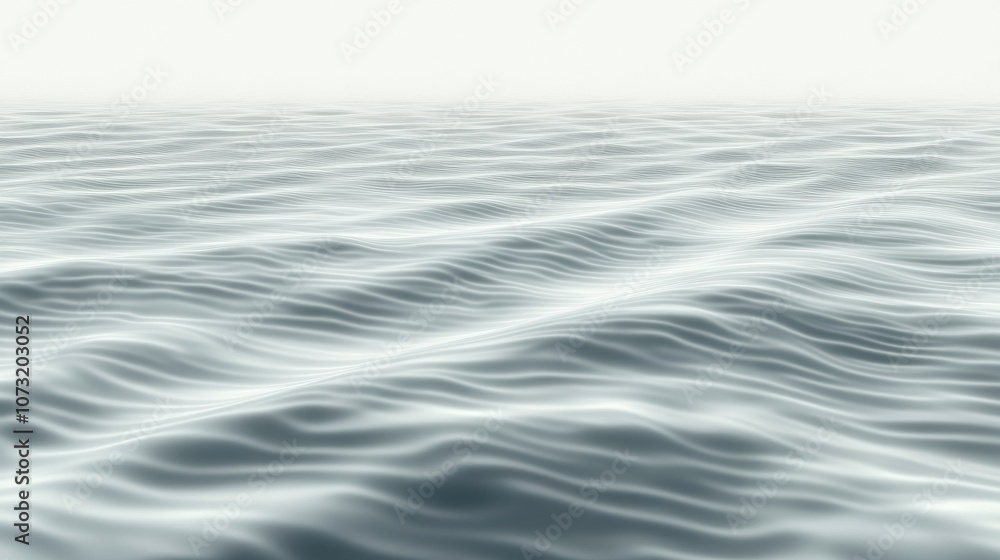 Poster a serene view of soft, undulating ocean waves in monochrome tones, creating a calm and tranquil atmo