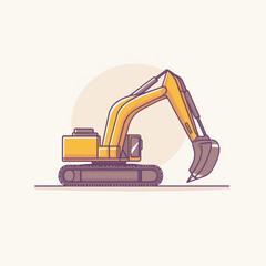 Yellow Excavator Illustration