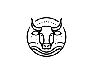 Cow head logo vector. Animal farm. Cow icon vector illustration.