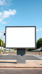 Fototapeta premium Advertising empty long white billboard with space for mockup information isolated with white highlights, png