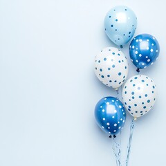 birthday balloons on white background in blue tonesgenerative ai