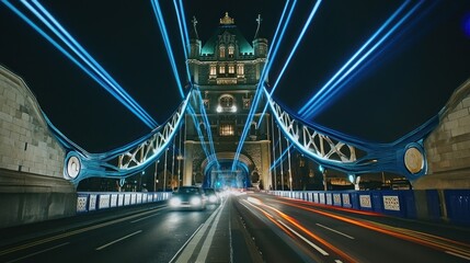 Obraz premium Tower Bridge Illuminated at Night